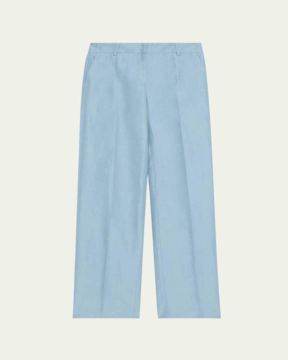 Gates High-Rise Straight-Leg Linen-Blend Pants